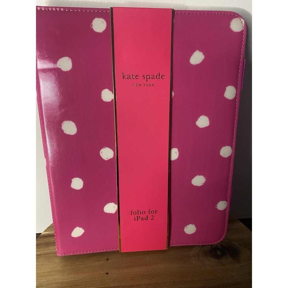 Kate Spade NY Pink Polka Dots Folio Case For Apple iPad 2 NEW